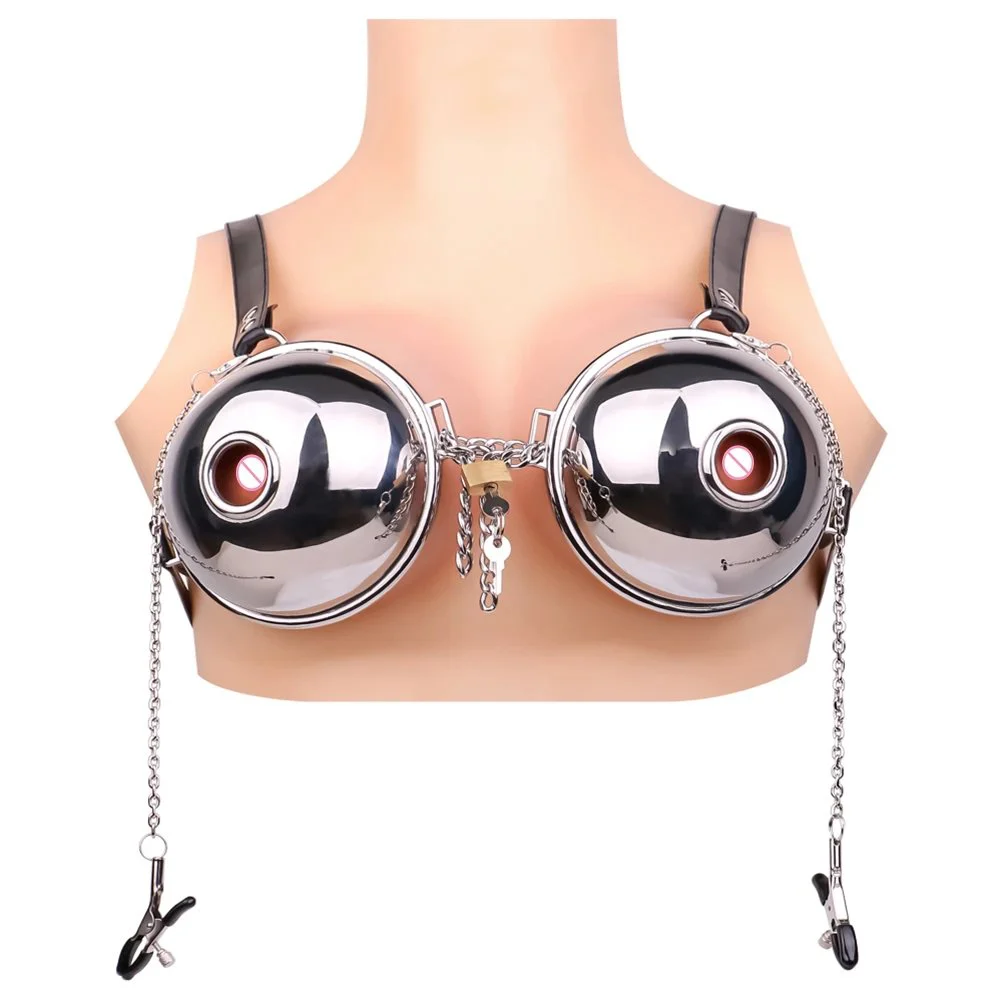 Nipple Clamp Kingkong Shield Fetish Metal Stainless Steel Nipple Clip PU Leather Bondage Couple Flirting Fun Toys