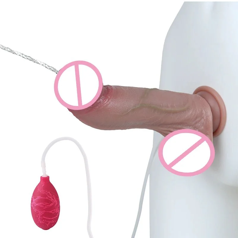 8.97 Inch Dual-Layer Realistic Feel Wearable Water Spray Simulation Device with Suction Cup for Adults Suction Cup for Couples