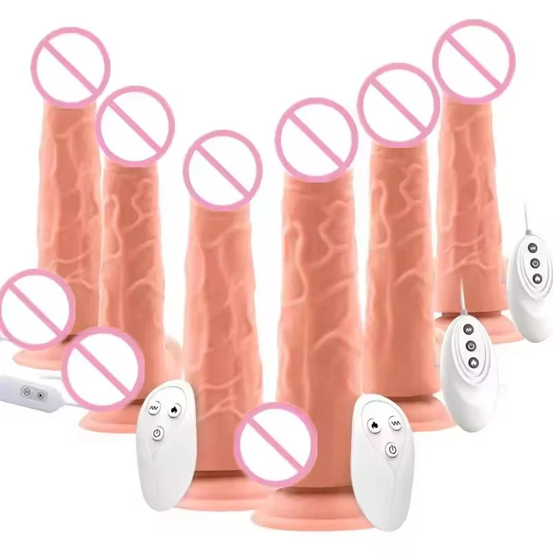 USB Rechargeable Thrusting Vibrating Realistic Dildo With Strong Suction Base Penis Sex Toy