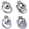 Catheter and Anti-falling Ring Metal Chastity Cage Device Sissy Chastity Cage Urethra Chastity Metal Ring