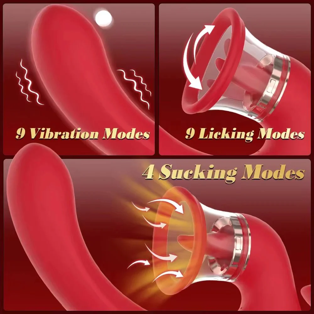 3 in One Strong Female Silicone g Spot Clitoral Tongue Licking Vibradores Para Mujer Sex Toy for Women