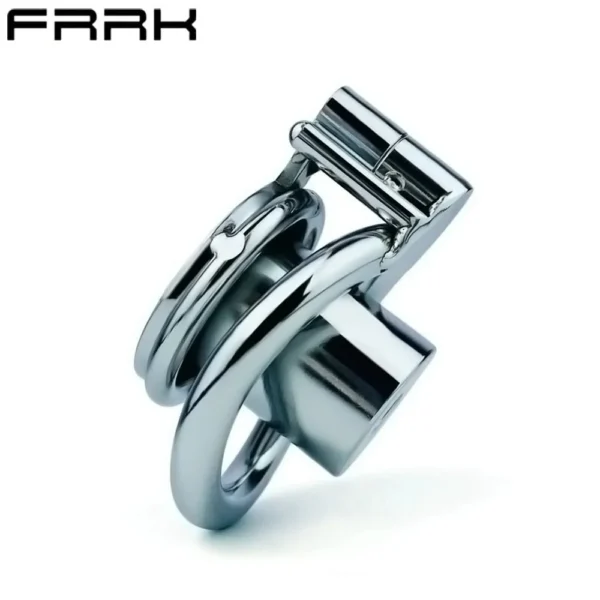 Metal Stainless Steel Male Penis Control Chastity Cage Devive Flat Chastity Lock Male Penis Massager Removable Cage