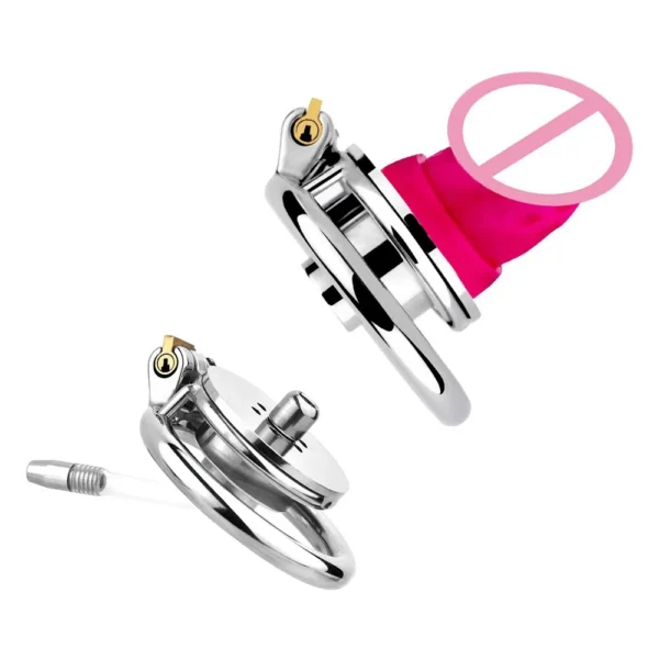 Flat Chastity Cage with Three Active Dildo Head Cock Cage Male Chastity Devices Sissy Product