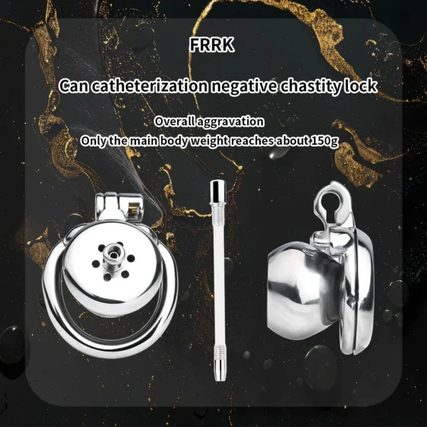 Flat Chastity Cage, Ball Inverted Male Chastity Cage Negative Cock Cage with Catheter Sex Toys for Men,sissy Chastity