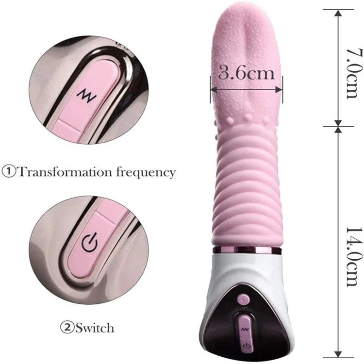 Rechargeable 10 Vibe Modes G Spot Heating Dildo Tongue Licking Vibrator Woman Sex Toys