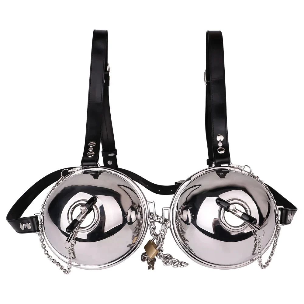 304 Stainless Steel One-piece Kingkong Shield crocodile Nipple Clip Wearable PU Leather Adult Sex Toy Bed Couple Flirting SM Toy