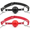 Adjustable Pvc Strap Ball Gag Breathable Black Mouth Gag Adult Bondage Toy for Couples Dominant Submissive Play Roleplay