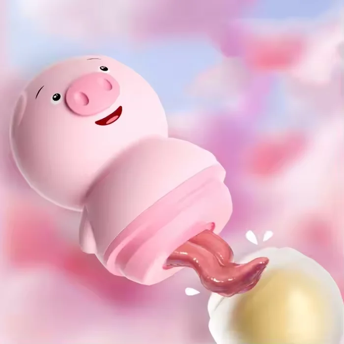 Sexy Cute Pig Clitoris Tongue Licking Silicone Vibrator Clit Nipple Massager Fast Orgasm USB Rechargeable 6-Speed Waterproof