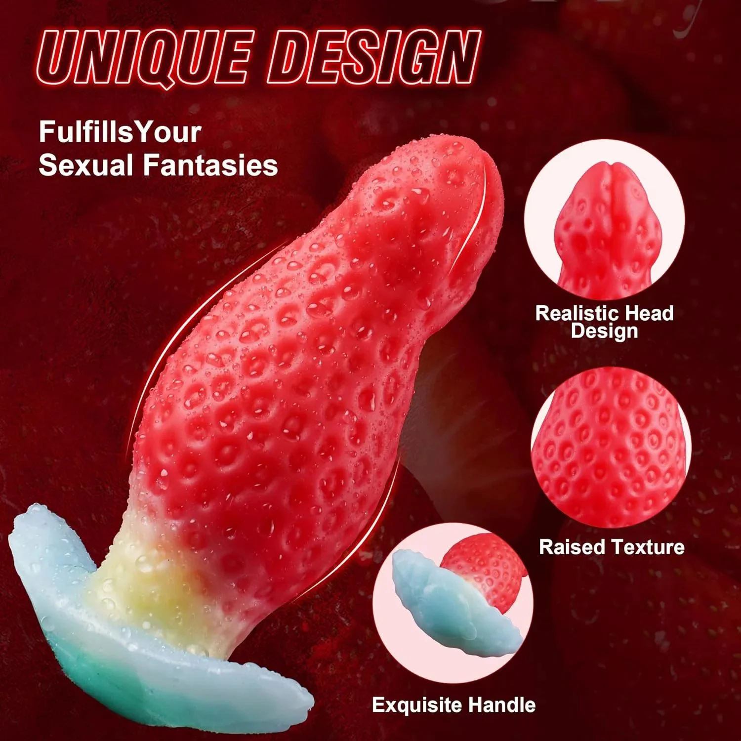 Realistic Dildo Monster Alien G-Spot Stimulation Anal Adult Sex Toys Soft Liquid Silicone Strawberry Wearable Butt Masturbators
