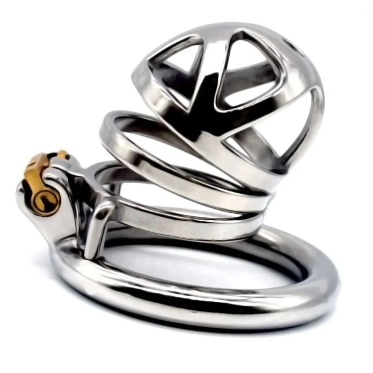 Jail House Chastity Device Stainless Steel Chastity Cage with Silicone Urethral Plug Locking Chastity Cage
