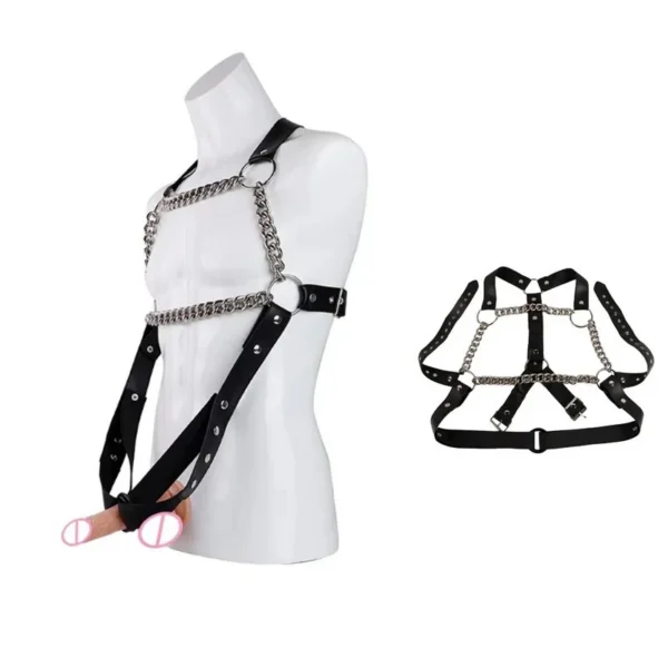 Adult Sex Toys with Soft Leather and Metal Chain Toys for Men Flirting Adult Toy Leather Chains to Restrain the Body