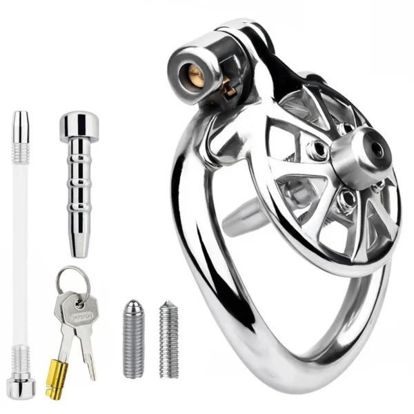 Detachable Spikes Chastity Cage Penis Lock With Metal Silicone Urethral Catheter for Men Sissies Femboy Adult Sex Toys