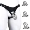 Wearable BDSM Chastity Cage Three Sizes Available for Male Penis Chastity Lock Stainless Steel + Synthetic Leather