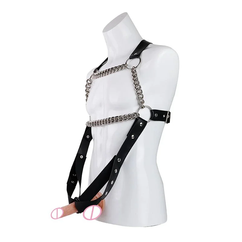 Adult Sex Toys with Soft Leather and Metal Chain Toys for Men Flirting Adult Toy Leather Chains to Restrain the Body