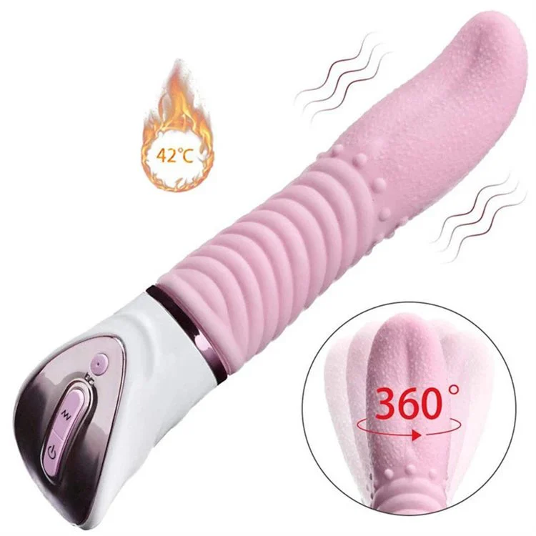 Rechargeable 10 Vibe Modes G Spot Heating Dildo Tongue Licking Vibrator Woman Sex Toys