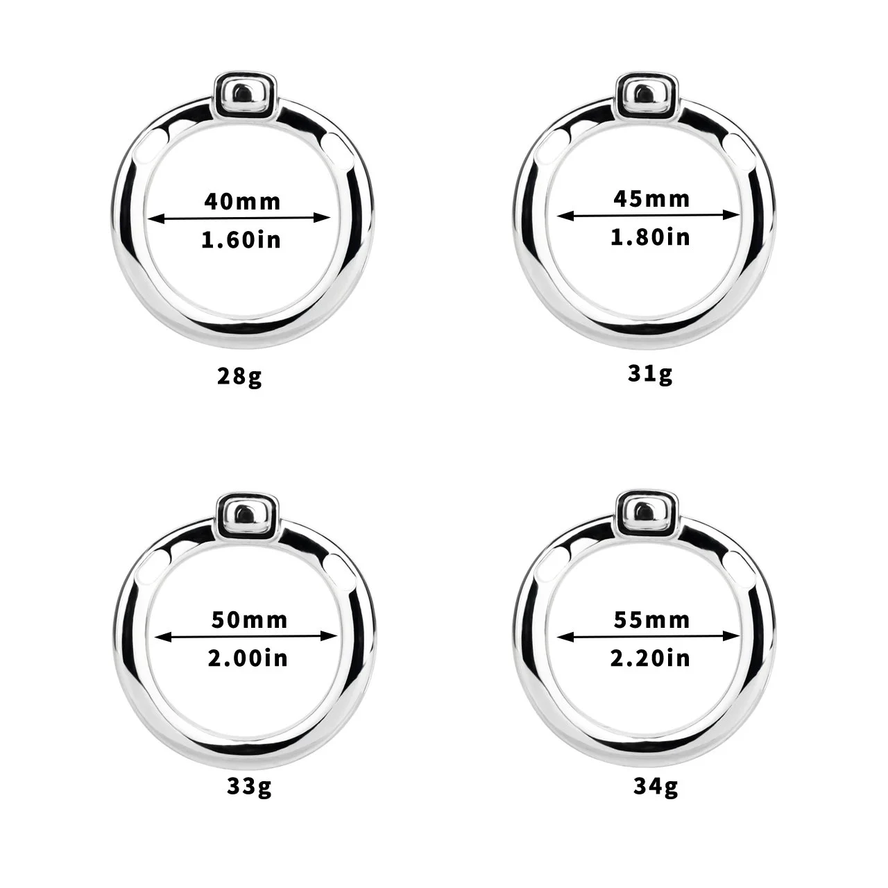 Male Chastity Cage Wearable Male Chastity Cage Metal Cage for Spicing up Intimacy Sex Toy Available in Four Sizes