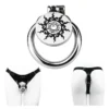 Stainless Steel Flat Cock Cage Chastity Cage Device with Catheter Flat Device Sex Toys for Men Cross-Dressing Penis Restraint