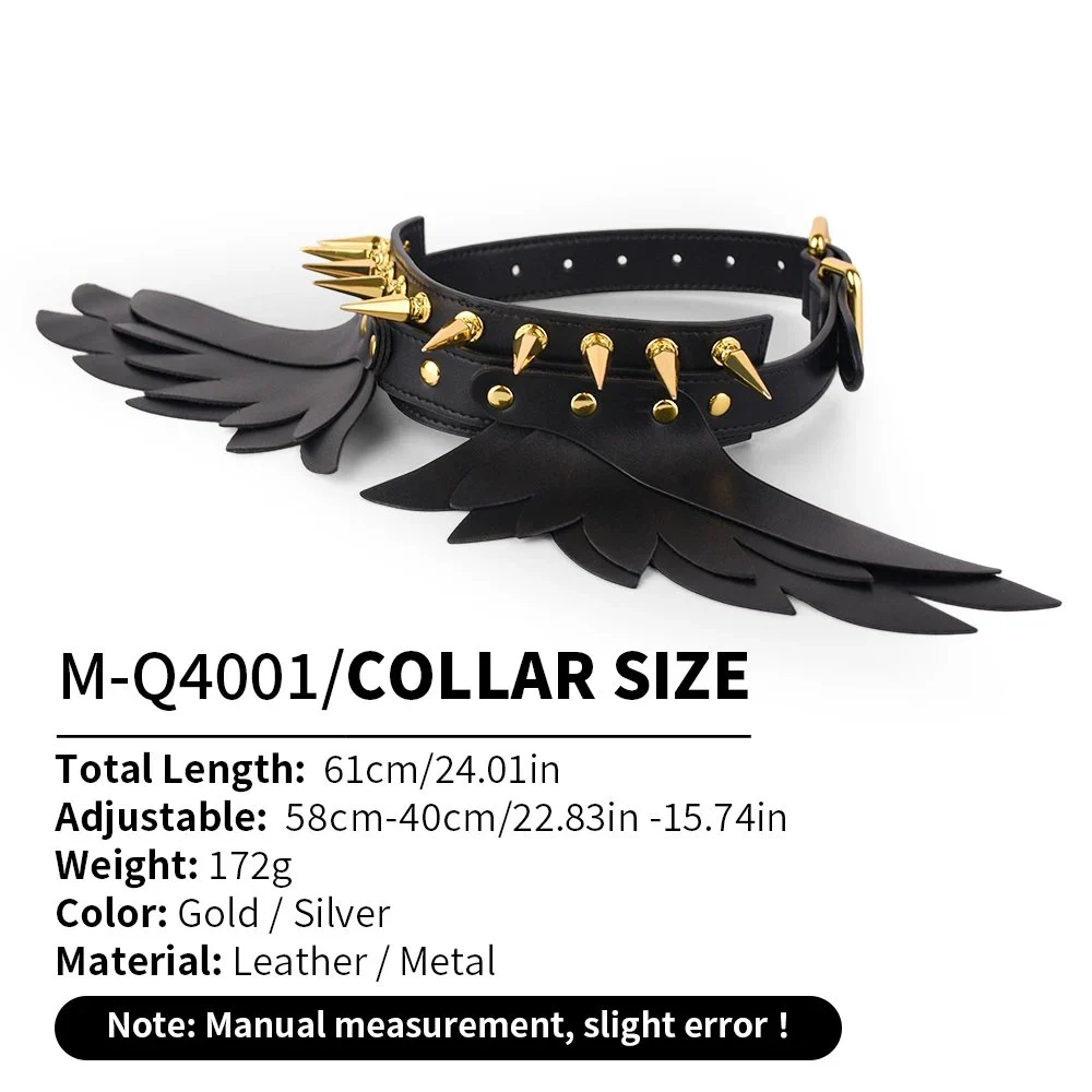 Angel Wings Leather Collar Suitable for Adult Roleplay. Available in Two Colors Also Suitable for Beginners