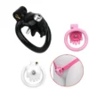 Sissy Pink Palm Chastity Cage with Urethral Catheter Strap on Lightweight Cock Cage Penis Bondage Ring BDSM Device for Man