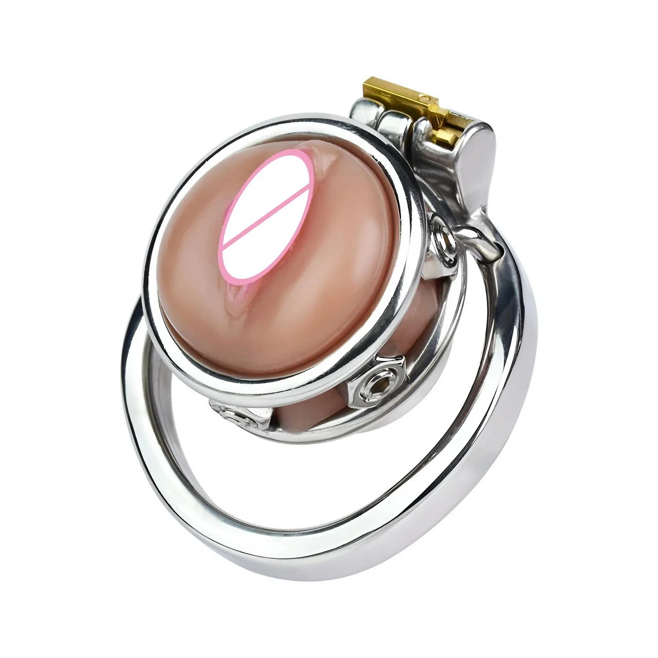 Spiked Cock Cages Pussy Shape Sissy Flat Metal Chastity Cage with Urinal Hole Inverted Male Chastity Device Cages Toys