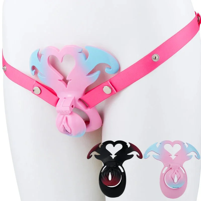 New Resin Male Sissy Chastity Cage Feminization Pussy Style Restraint Adult Flirting Toys for Men Gays Cock Cage