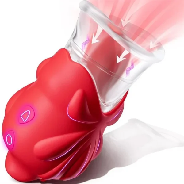 Rose Shape Breast Nipple Tongue Licking Sucking Clitoral Stimulation Vibrator Sex Toy for Women