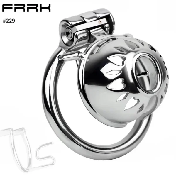 Metal Male Penis Restraint Chastity Cage Silver Glossy Built-In Penis Lock Erotic Toys for Male