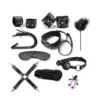 Sexy Whip Handcuffs Rope Nipple Calmps Gag Ball PU Leather Soft Sex Game Restraint 10 PCS Bondage Kit