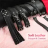 Silk Satin Blindfold Sexy Whip Eye Mask Set Leather Neck Collar Handcuff Bondage Sex Toys for Couple