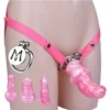 Strap on Dildo Chastity Cage Belt,Male Negative Chastity Cage with Silicone Dildo,flat Chastity Cage,sissy Chastity Cage
