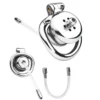 Latest Flat Negative Chastity Lock with Silicone Catheter 279g 100%waterproof Cock Cage 304 Stainless Steell Chastity Cage