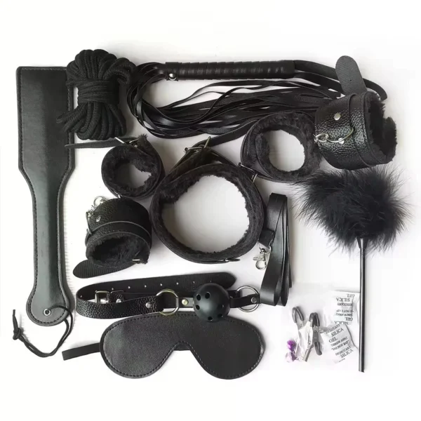 Adult Game Play Leather Sex Toys,Set Plush Bondage Couple Sex Bondage Kit Sex Toy for Women