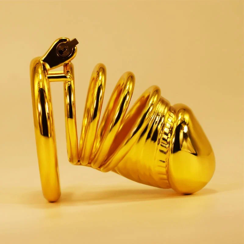 Total High 120mm 304 Stainless Steel Gold Plated Anal Plug High Quality Chastity Belt for Men
