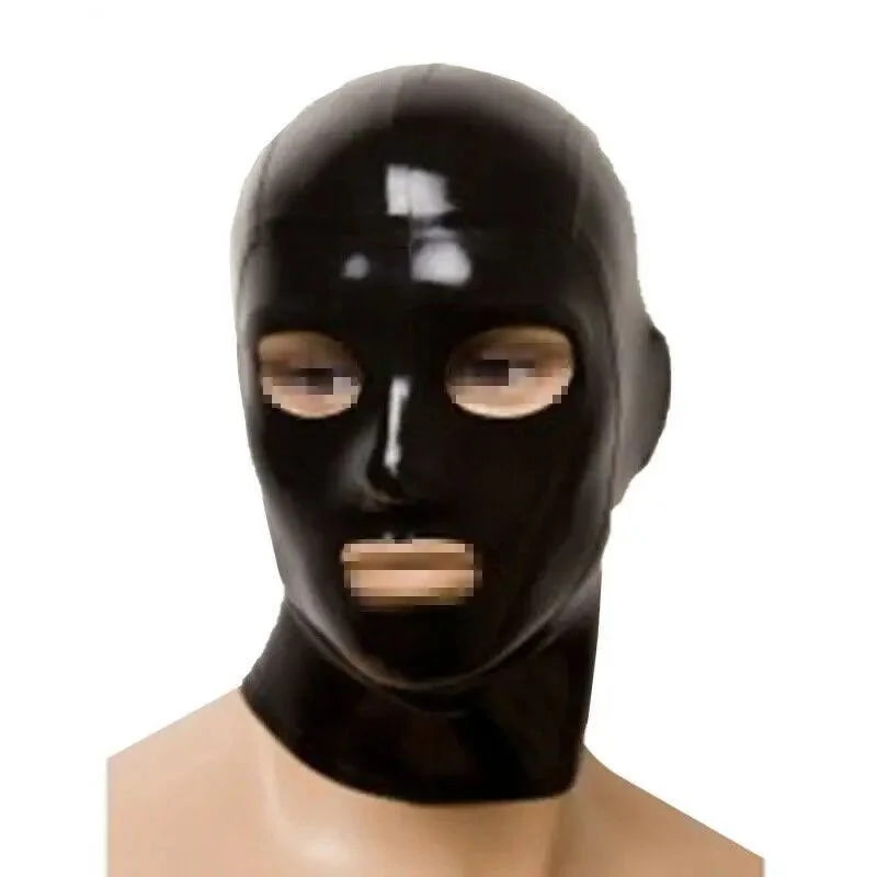 Adult Latex Hood Mask with Zipper 100% Waterproof BDSM Headgear for Dance Party Fetish Black Sex Mask