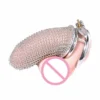 Sex Shop Stainless Steel Chain Style Chastity Male Cock Cage Male Chastity Device