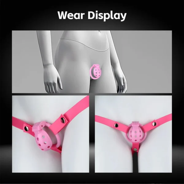 Pink Chastity Cage Sissy Small Chastity Devices, Male Penis Cage for Men Flat Cock Cage, BDSM Cage