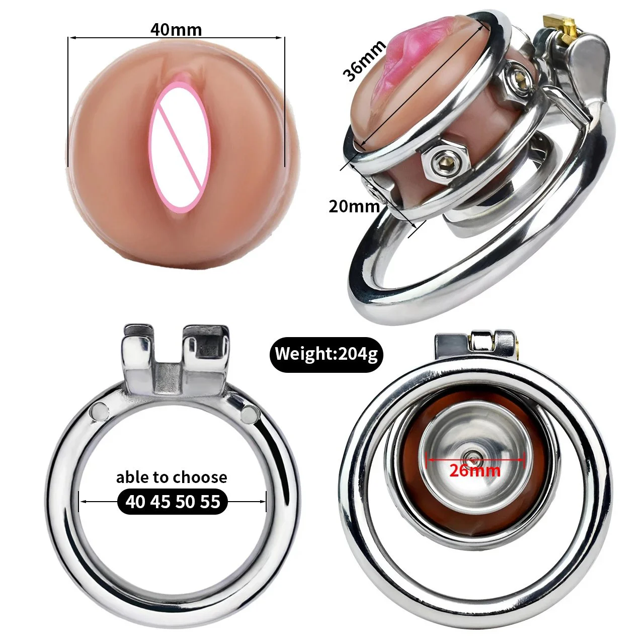 Spiked Cock Cages Pussy Shape Sissy Flat Metal Chastity Cage with Urinal Hole Inverted Male Chastity Device Cages Toys