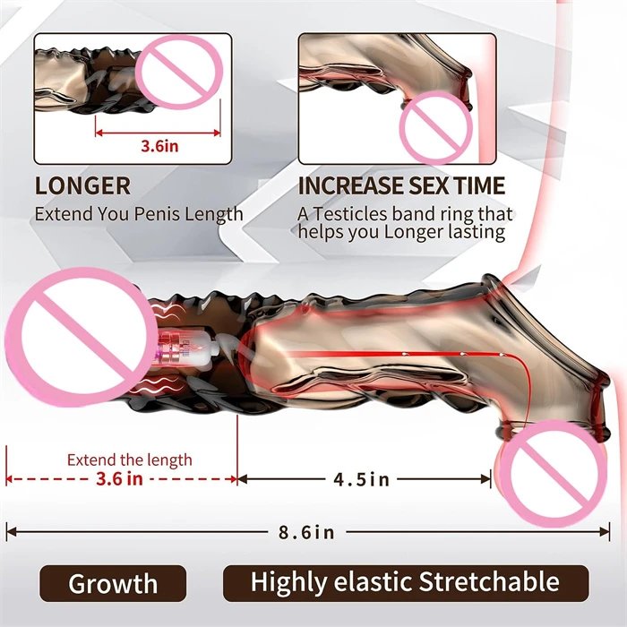 Men's Reusable Cock Ring Vibrator Adult Enhancer Penis Sleeve Sex Product
