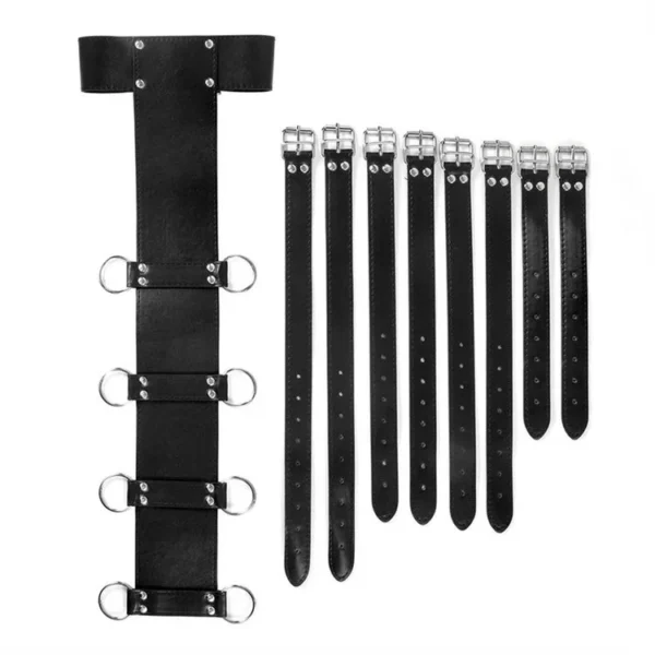Bondage Set Erotic Sex Toys PU Leather Adjustable Back Hand Collar Handcuffs Female