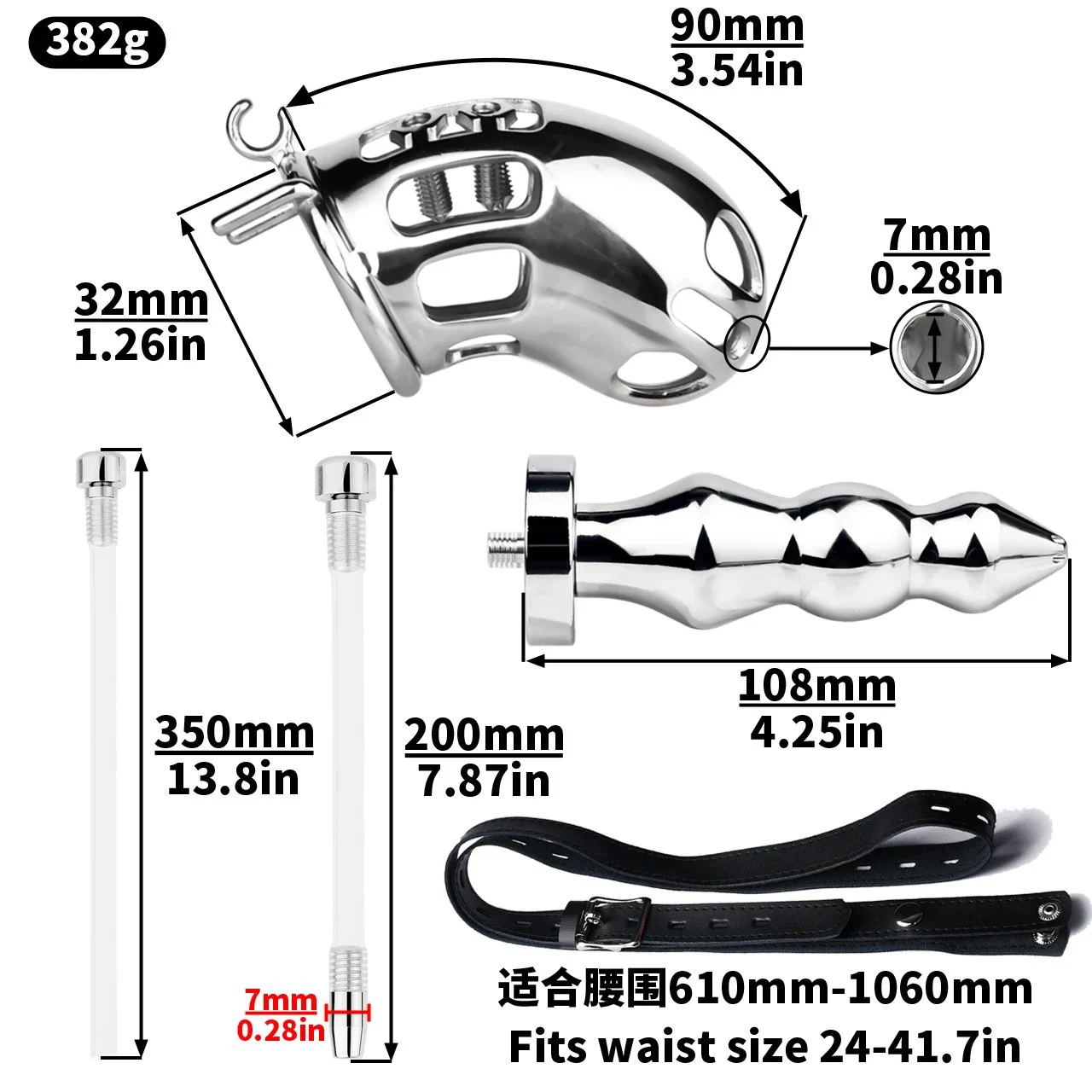 Male Chastity Devices Set with Attachable Removable Metal Anal Plug Silicone Catheter Cage Men Bondage extreme Sex Toy