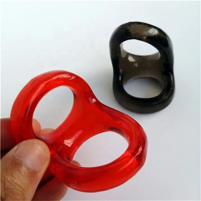 Men's TPE Stretchable Double Cock Ring Sex Toy for Delay Ejaculation Penis Rings
