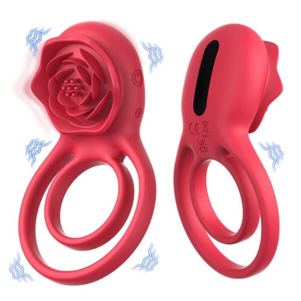 Remote Controlled Silicone Vibration Waterproof Cock Ring for Men Masturbation Rose Shaped Vibrator for Couples