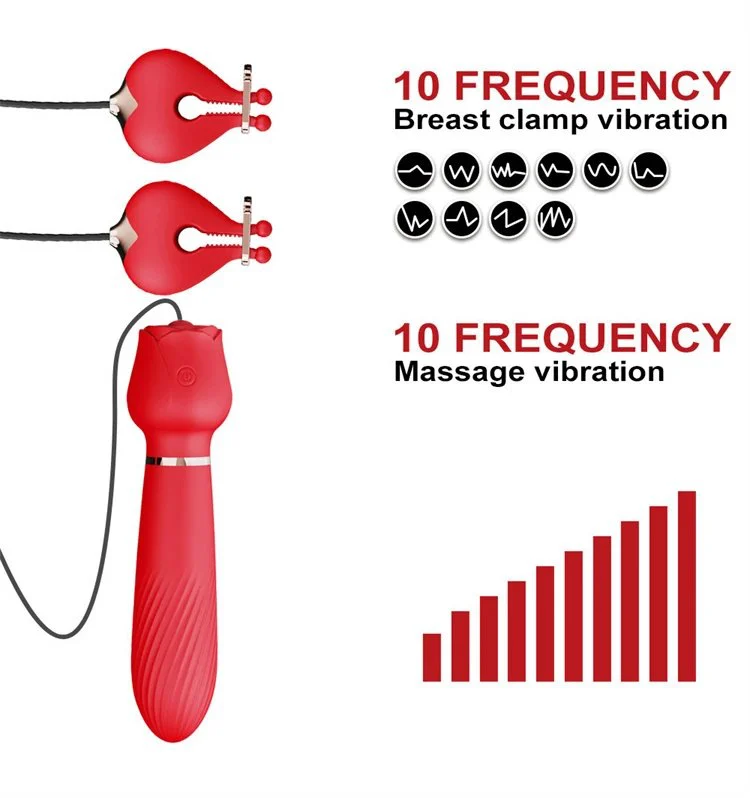 Sex Toys for Women Nipple Clamps Clitoral Nipple Stimulator Rose Dildo Vibrator With Breast Clip