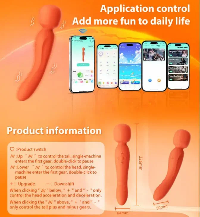 Rechargeable Waterproof 10 Speed Phone App Controlled Vibrator Adult Toy Double Ended Vibrator for Women