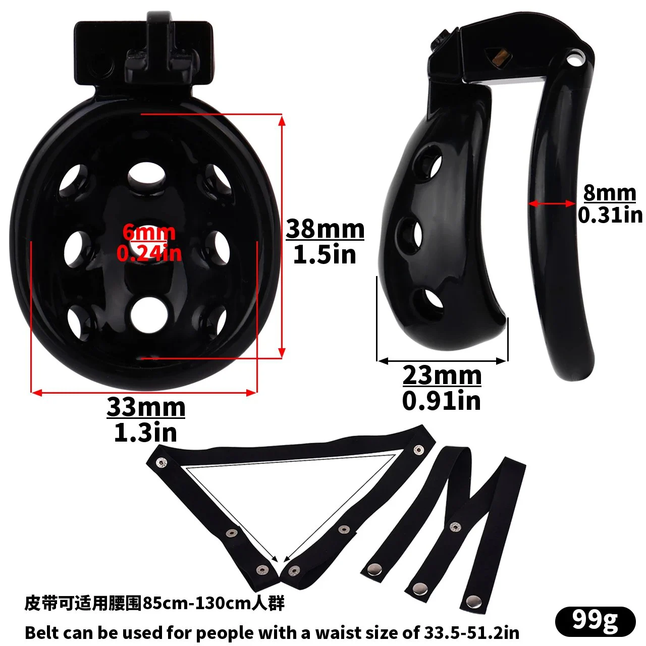 Three Colors Four Sizes to Choose FromMale Chastity CageMale Restraints for Bdsm Product LineResin Strap-on Chastity Cage