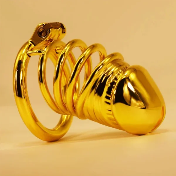 Total High 120mm 304 Stainless Steel Gold Plated Anal Plug High Quality Chastity Belt for Men