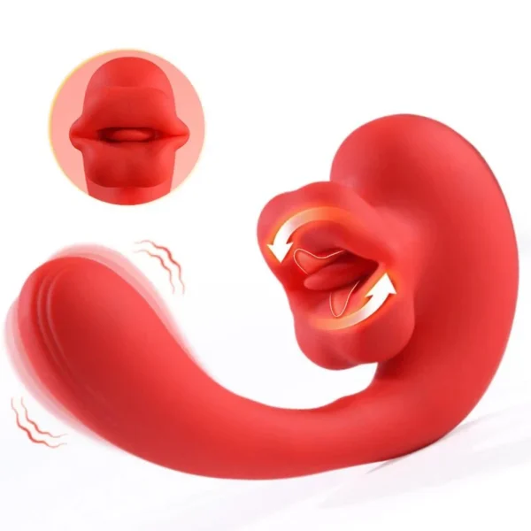 Silicone Bendable G-spot Vibrator Vaginal Clitoral Stimulator Women Masturbation Tongue Licking Mouth Vibrator with Biting Modes