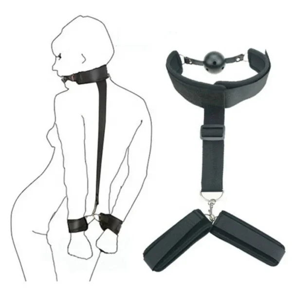Adjustable Handcuff and Mouth Gag Couple Bondage Gear Sex Toys for Restraining and Play