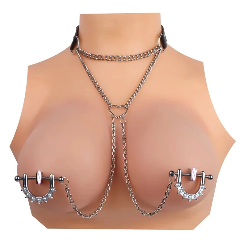 5 Style Bondage Collar Nipple Clamp Set,Non-Piercing Metal Nipple Clips Nipple Clamps Breast Clip Leather Collar