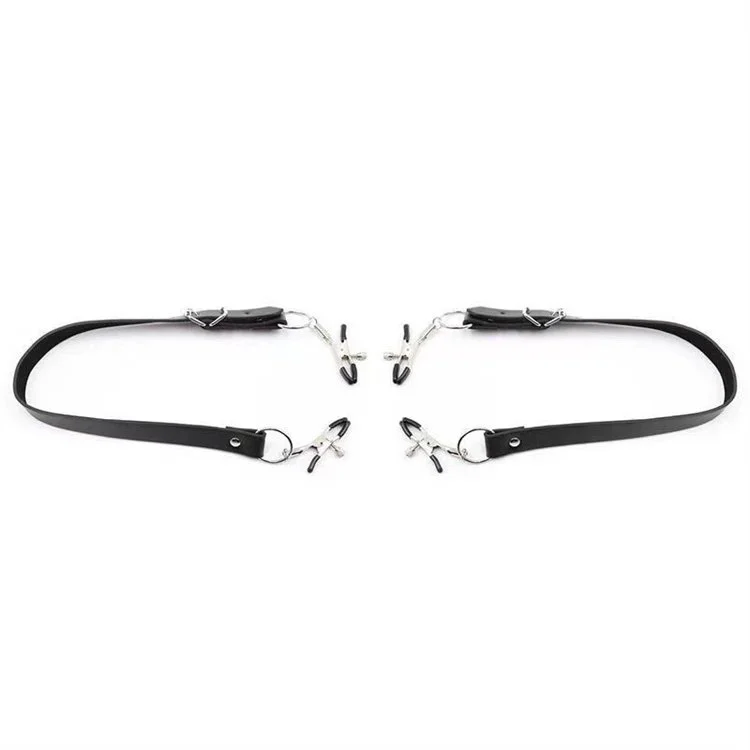 Bondage Women Wrap Around Thigh Spread Vagina Labia Spreader Straps With Clamps Clitoris Clips